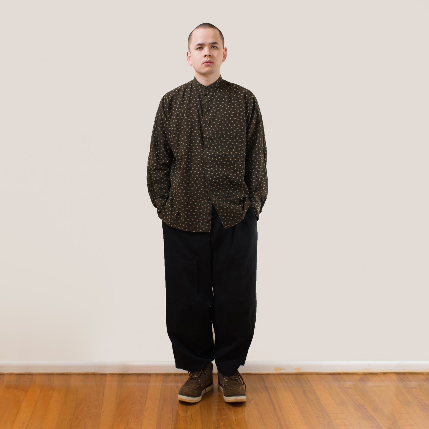 Issey Miyake Dotted Mandarin Collar Shirt