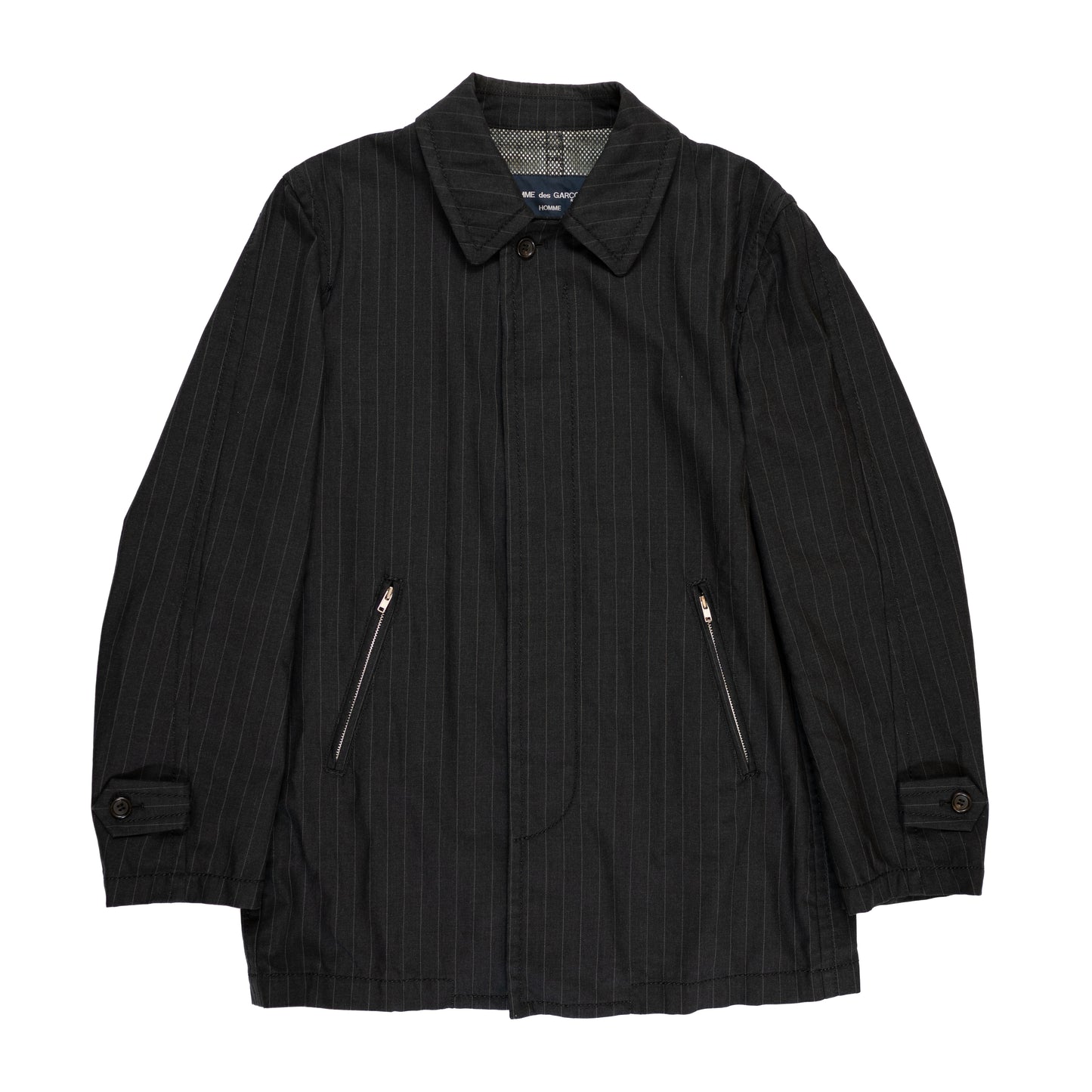 Comme des Garçons Homme Mesh Lined Striped Mac Coat (2006AD)